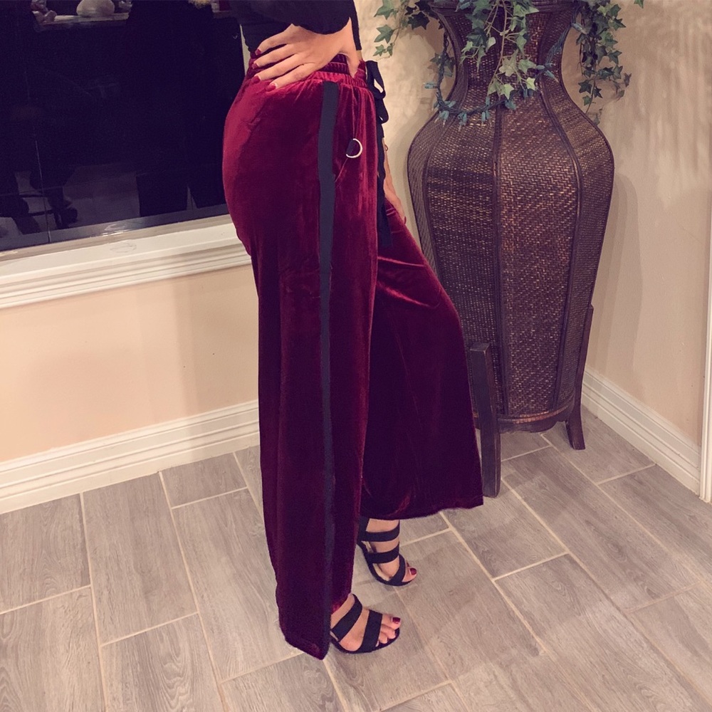 Velvet burgundy pants